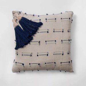 Decorative texture pillow with tassels at 1 Corner